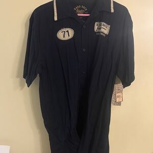 Hard Rock Cafe Navy Blue Button-Down Shirt